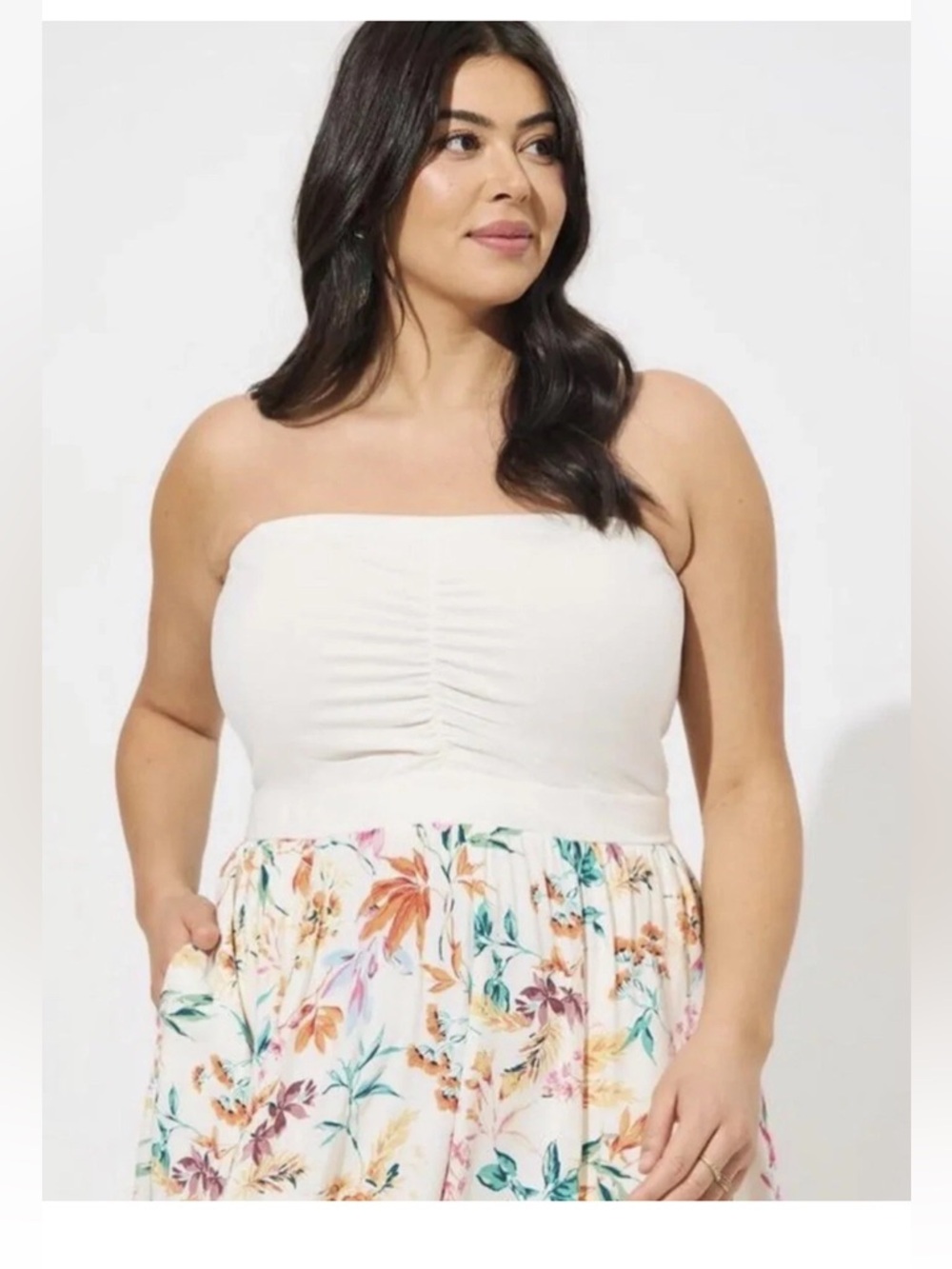 Torrid Floral Sweetheart Tube Dress w/ Added Straps Size 4X NWT